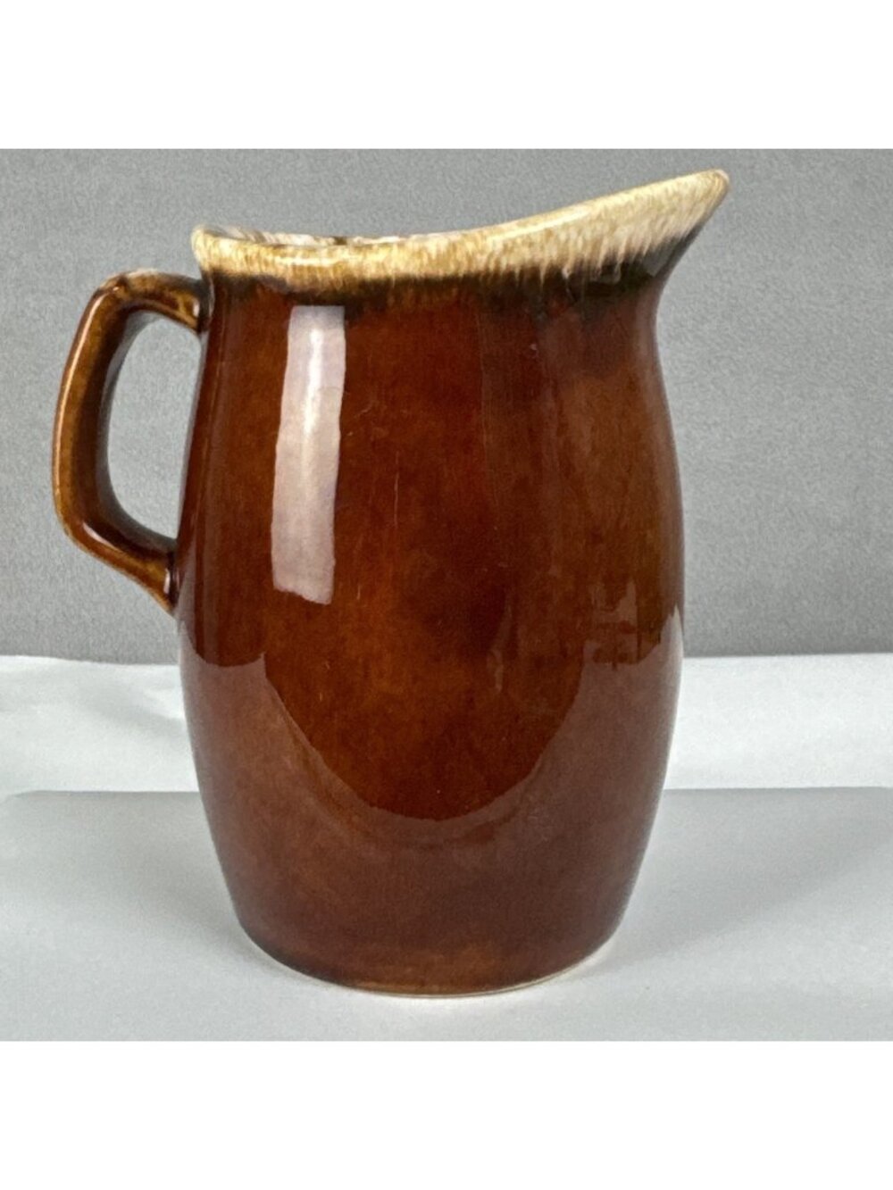 Vtg Hull 4.5" Brown Drip Glaze Mini Pitcher Creamer Syrup boho country decor